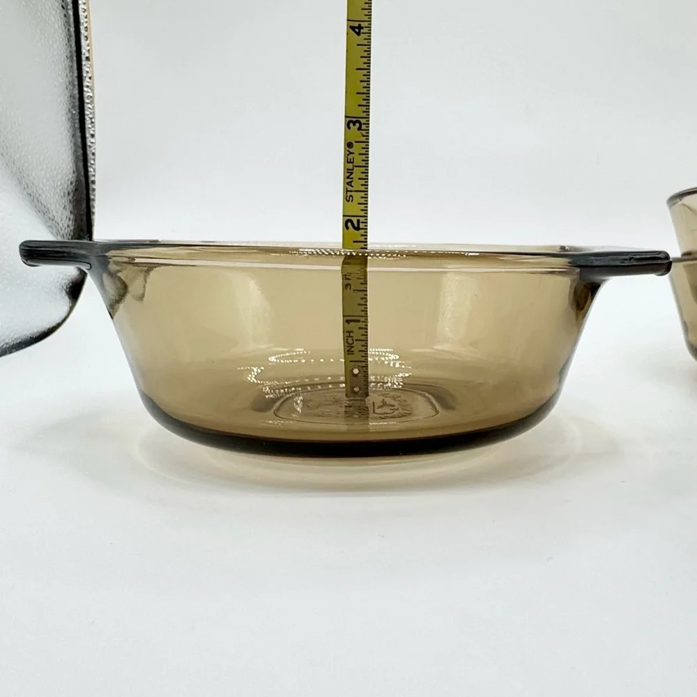 Set Of 3 Lovenware 12oz Casserole Dishes #1072, Smoky Amber Ovenware Bowls EUC